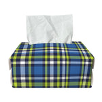 Blue Green And White Plaid Pattern Print Rectangle Tissue Box Cover