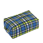Blue Green And White Plaid Pattern Print Rectangle Tissue Box Cover