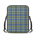 Blue Green And White Plaid Pattern Print Rectangular Crossbody Bag