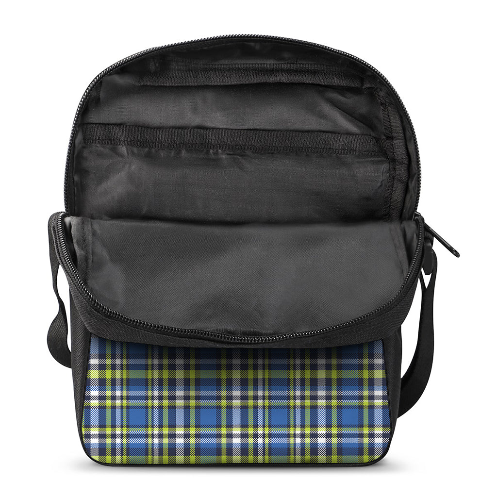 Blue Green And White Plaid Pattern Print Rectangular Crossbody Bag