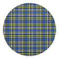 Blue Green And White Plaid Pattern Print Round Blanket