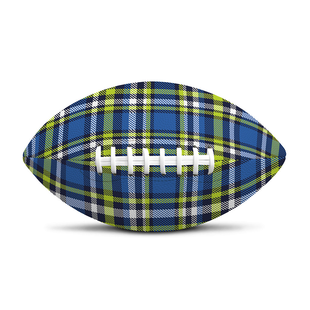 Blue Green And White Plaid Pattern Print Rugby Ball