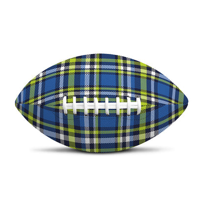 Blue Green And White Plaid Pattern Print Rugby Ball