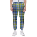 Blue Green And White Plaid Pattern Print Joggers
