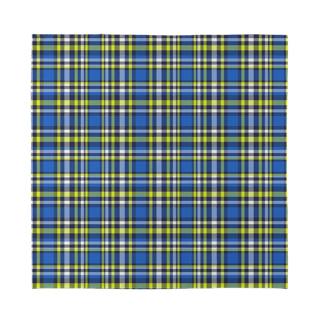 Blue Green And White Plaid Pattern Print Silk Bandana