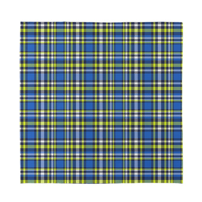 Blue Green And White Plaid Pattern Print Silk Bandana