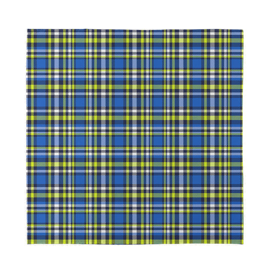 Blue Green And White Plaid Pattern Print Silk Bandana