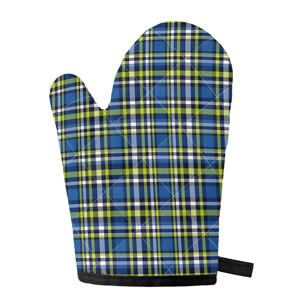 Blue Green And White Plaid Pattern Print Single Oven Mitt