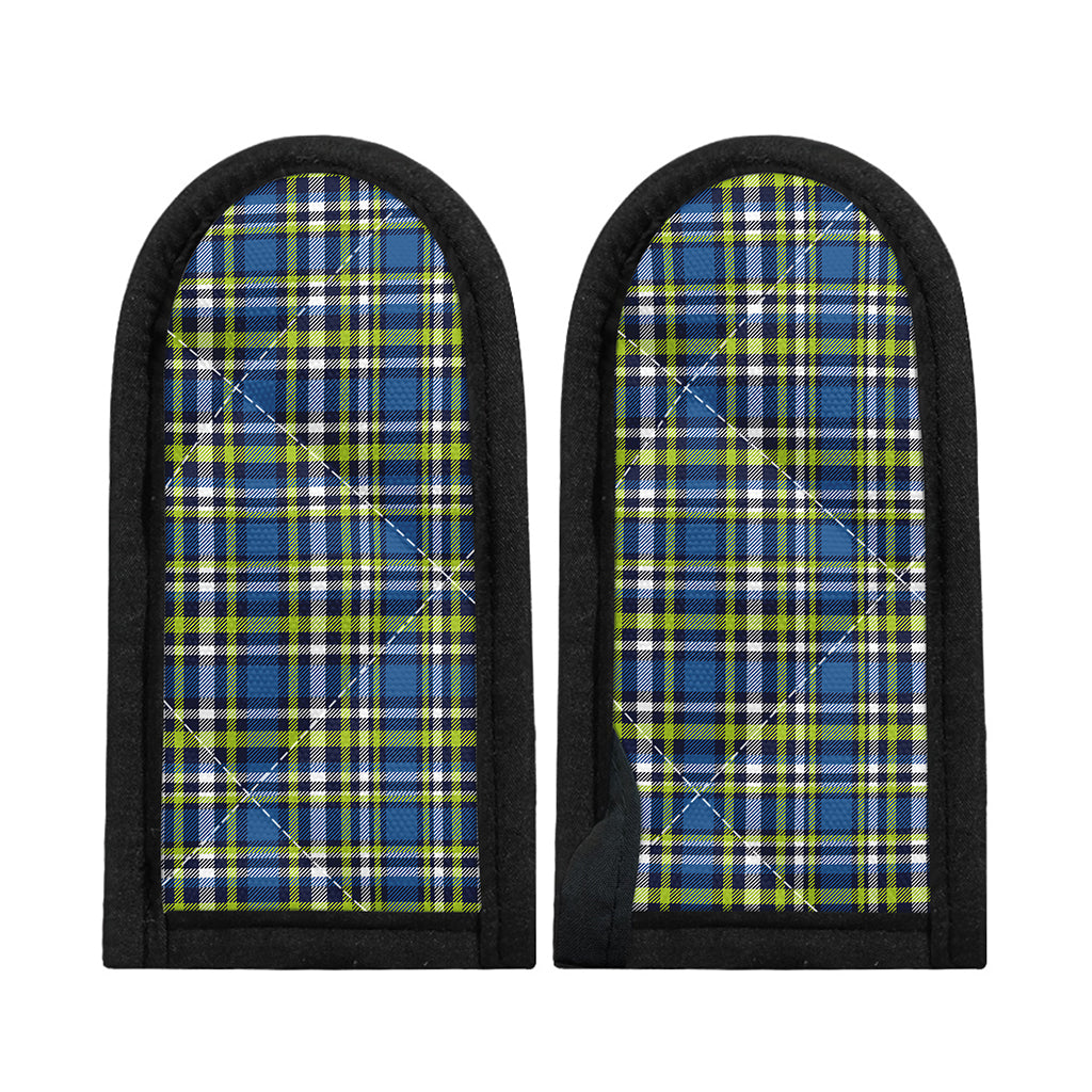 Blue Green And White Plaid Pattern Print Skillet Handle Cover