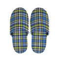 Blue Green And White Plaid Pattern Print Slippers