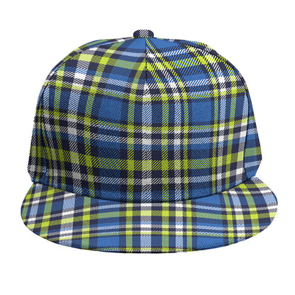 Blue Green And White Plaid Pattern Print Snapback Cap