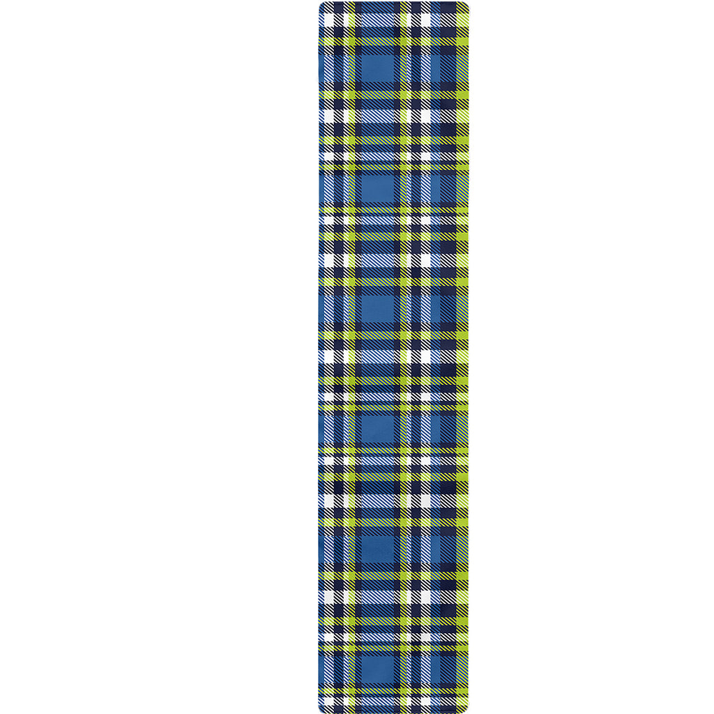 Blue Green And White Plaid Pattern Print Table Runner