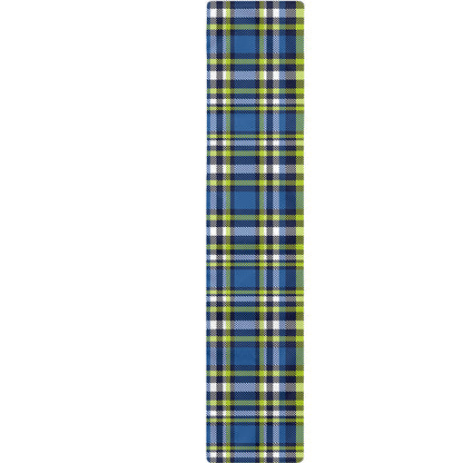 Blue Green And White Plaid Pattern Print Table Runner