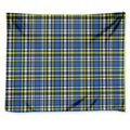 Blue Green And White Plaid Pattern Print Tapestry