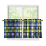 Blue Green And White Plaid Pattern Print Tier Curtains