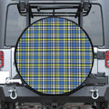 Blue Green And White Plaid Pattern Print Tire Cover