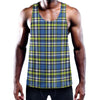 Blue Green And White Plaid Pattern Print Training Tank Top