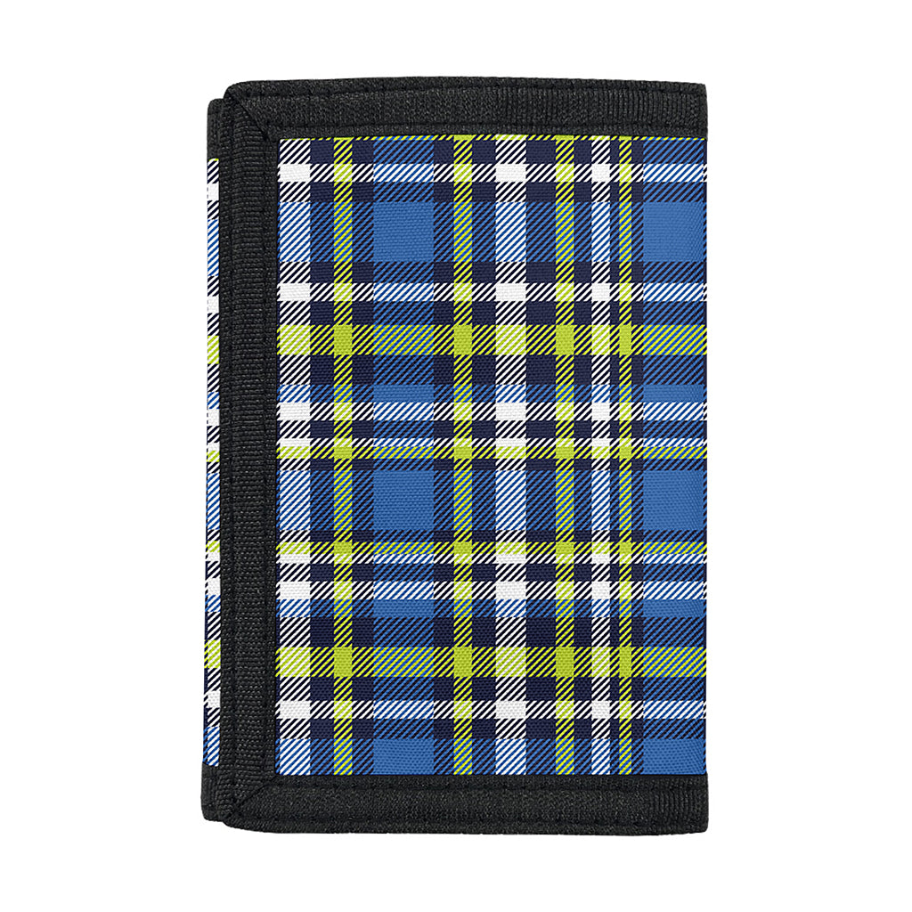 Blue Green And White Plaid Pattern Print Trifold Wallet