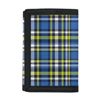 Blue Green And White Plaid Pattern Print Trifold Wallet