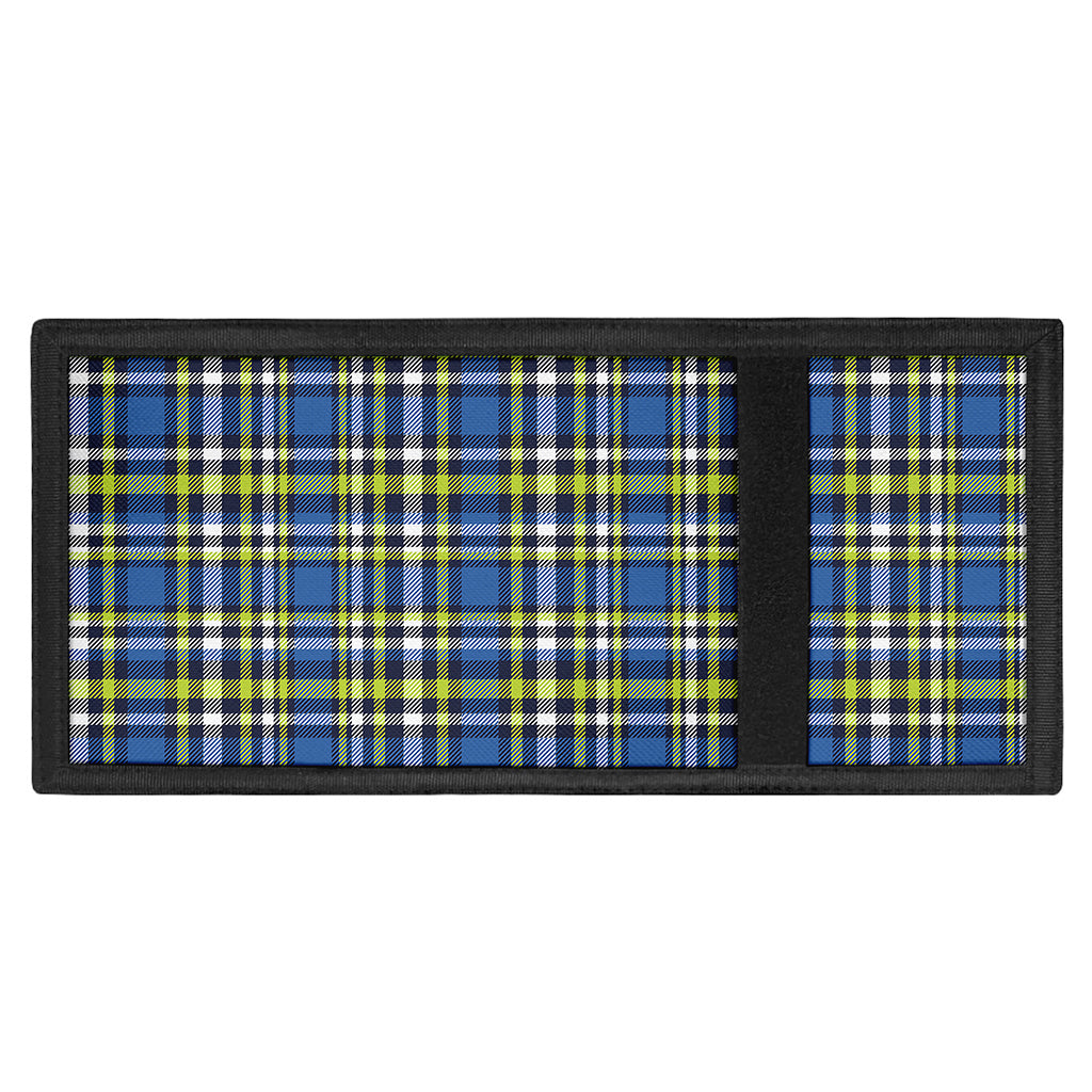Blue Green And White Plaid Pattern Print Trifold Wallet