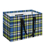 Blue Green And White Plaid Pattern Print Utility Tote Bag