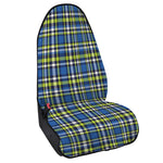 Blue Green And White Plaid Pattern Print Waterproof Car Seat Cover