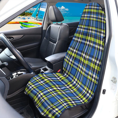 Blue Green And White Plaid Pattern Print Waterproof Car Seat Cover