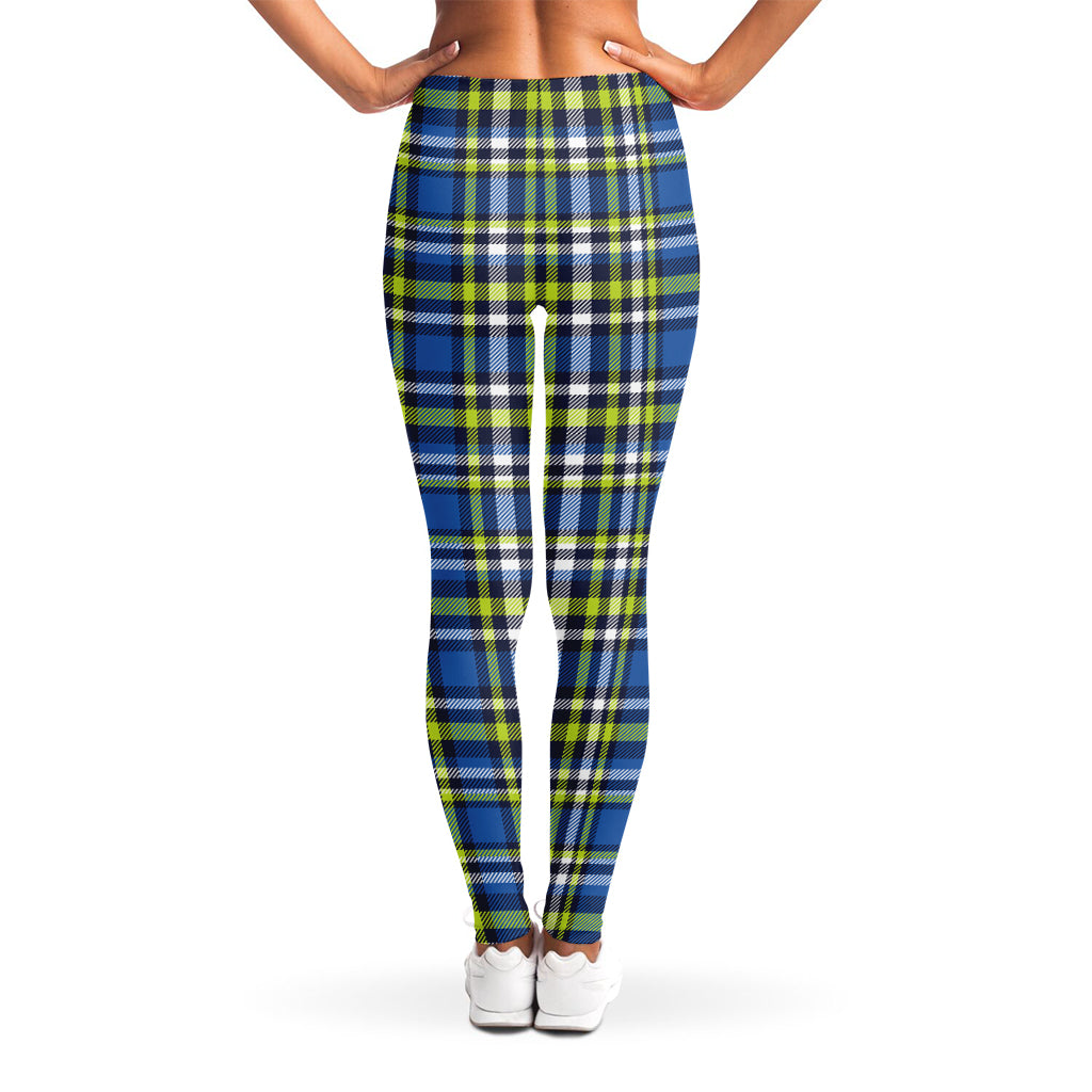 Blue Green And White Plaid Pattern Print Women's Leggings