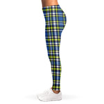 Blue Green And White Plaid Pattern Print Women's Leggings