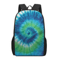 Blue Green And White Tie Dye Print 17 Inch Backpack