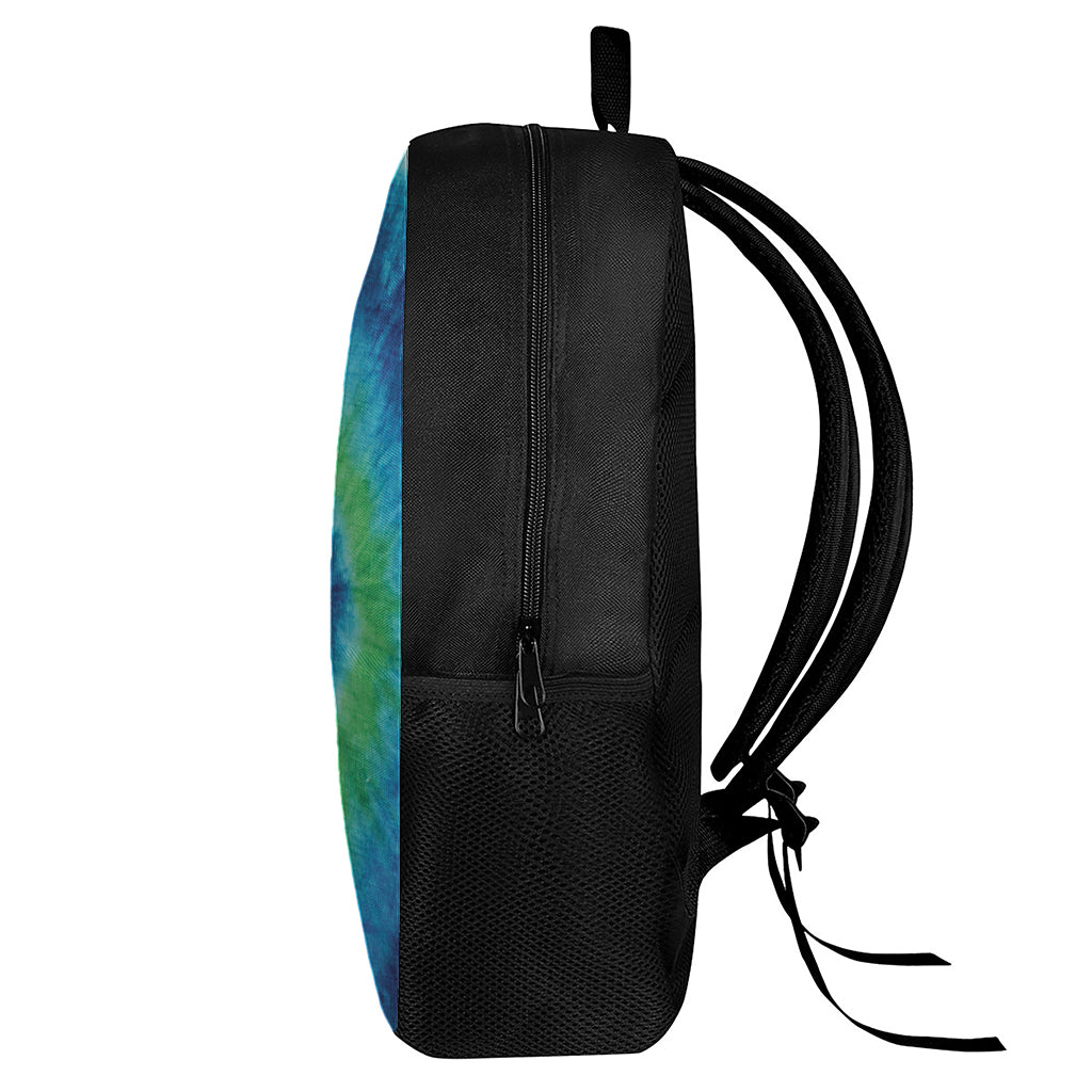 Blue Green And White Tie Dye Print 17 Inch Backpack