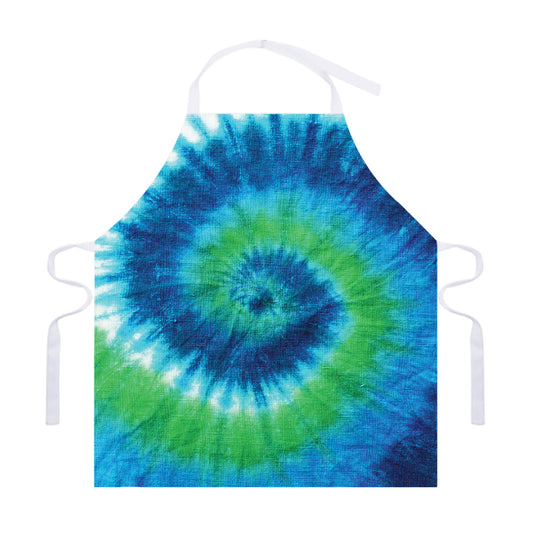 Blue Green And White Tie Dye Print Adjustable Apron