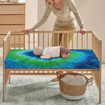 Blue Green And White Tie Dye Print Baby Crib Sheet