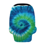 Blue Green And White Tie Dye Print Baby Seat Cover