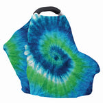 Blue Green And White Tie Dye Print Baby Seat Cover