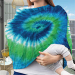 Blue Green And White Tie Dye Print Baby Seat Cover