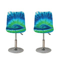 Blue Green And White Tie Dye Print Bar Stool Covers