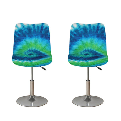 Blue Green And White Tie Dye Print Bar Stool Covers