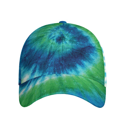 Blue Green And White Tie Dye Print Baseball Cap