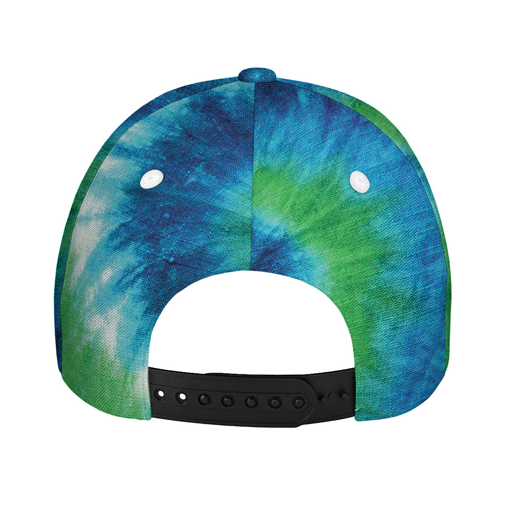 Blue Green And White Tie Dye Print Baseball Cap