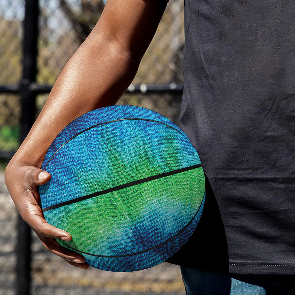 Blue Green And White Tie Dye Print Basketball