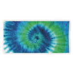 Blue Green And White Tie Dye Print Beach Towel