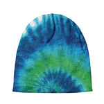 Blue Green And White Tie Dye Print Beanie