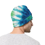 Blue Green And White Tie Dye Print Beanie