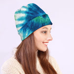 Blue Green And White Tie Dye Print Beanie