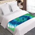 Blue Green And White Tie Dye Print Bed Runner