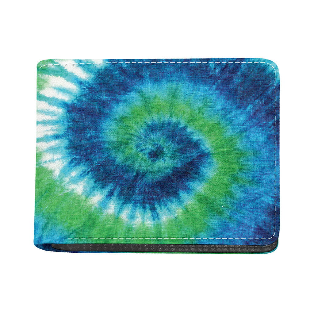 Blue Green And White Tie Dye Print Bifold Wallet