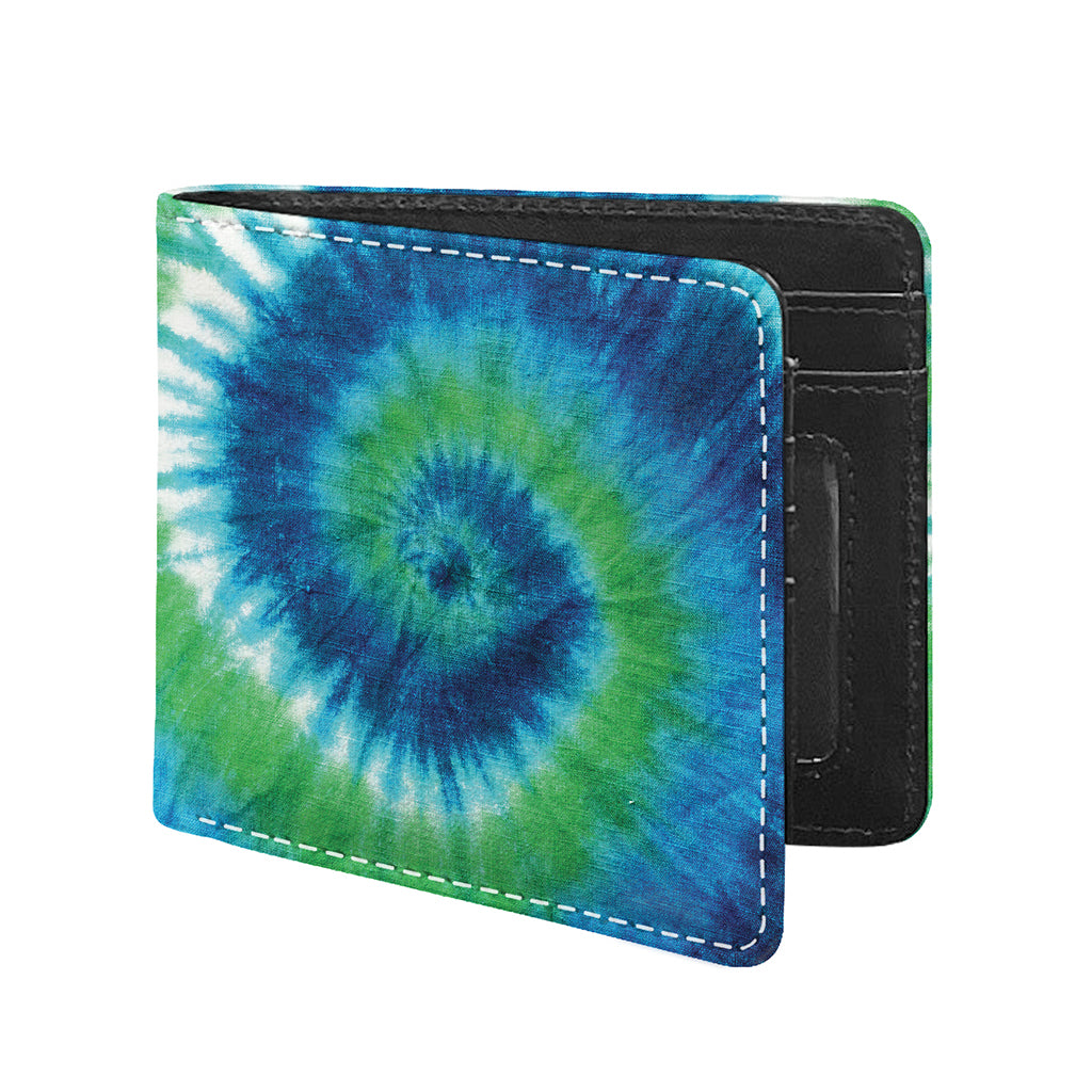 Blue Green And White Tie Dye Print Bifold Wallet