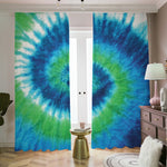Blue Green And White Tie Dye Print Blackout Pencil Pleat Curtains