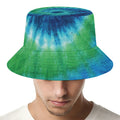 Blue Green And White Tie Dye Print Bucket Hat